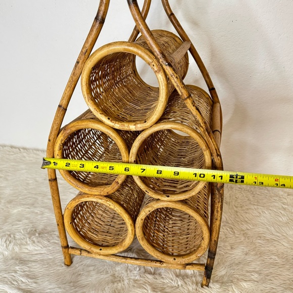 Vintage Wicker Rattan Wine Rack 5 Bottle Display - Picture 6 of 6